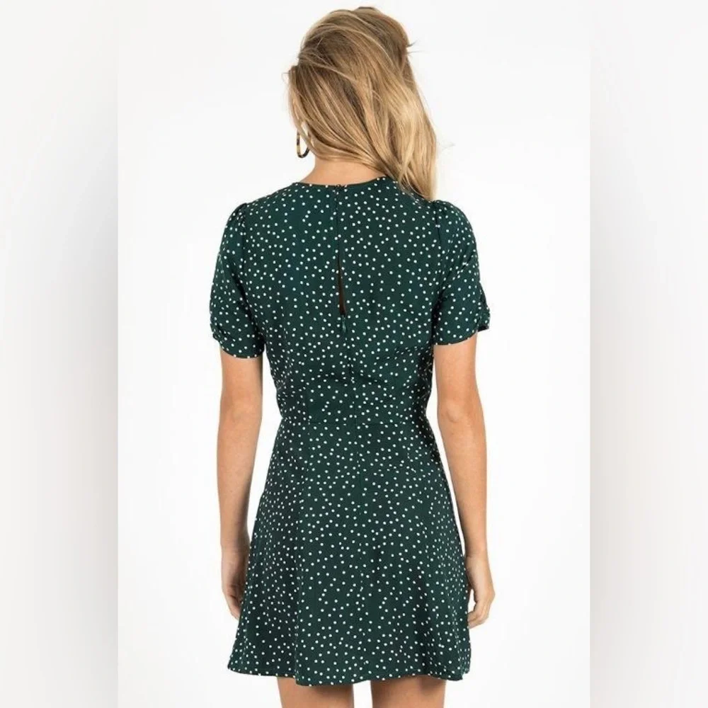 🌲🚉 Dissh Dark Green Polka Dot Tie Dress 🚉🌲 Size 12 - Picture 4 of 10